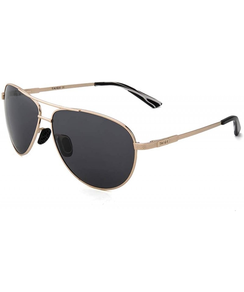 Rimless Men's Polarized Aviator Sunglasses - Classic Military Sunglasses for men - Gold Frame/Grey Lens - CD18IRE66AS $14.63