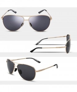 Rimless Men's Polarized Aviator Sunglasses - Classic Military Sunglasses for men - Gold Frame/Grey Lens - CD18IRE66AS $14.63