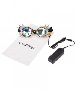 Goggle Kaleidoscope Glasses- Spiked Glowing Tube Steampunk Goggles Crystal Glass - Yellow - CN18T50ATZN $13.30