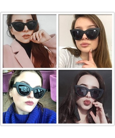 Semi-rimless Vintage Cateye Sunglasses for Women Plastic Frame Mirrored Lens - B - CY18DXC43QG $10.12