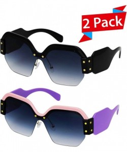 Round Large Oversized Ladies Women Sunglasses Trendy Candy Color Designer Half Frame Retro fashion - CY18Q6IAKWQ $29.84