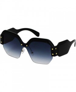 Round Large Oversized Ladies Women Sunglasses Trendy Candy Color Designer Half Frame Retro fashion - CY18Q6IAKWQ $29.84