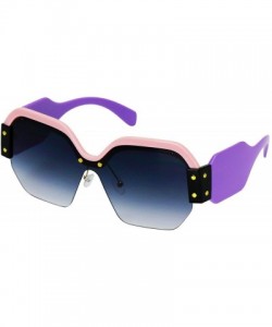 Round Large Oversized Ladies Women Sunglasses Trendy Candy Color Designer Half Frame Retro fashion - CY18Q6IAKWQ $19.76