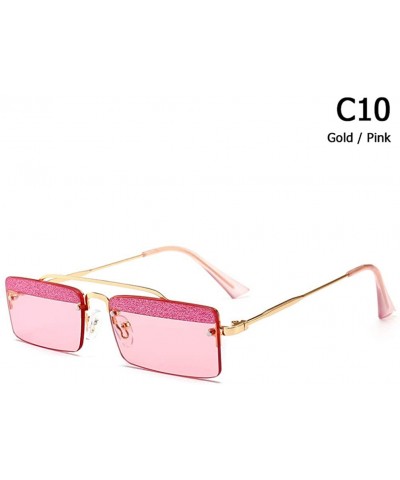 Rectangular Rectangle Rimless Sunglasses Women Trend Design Sun Glasses - C10 - CV18Y8E7WYK $54.16