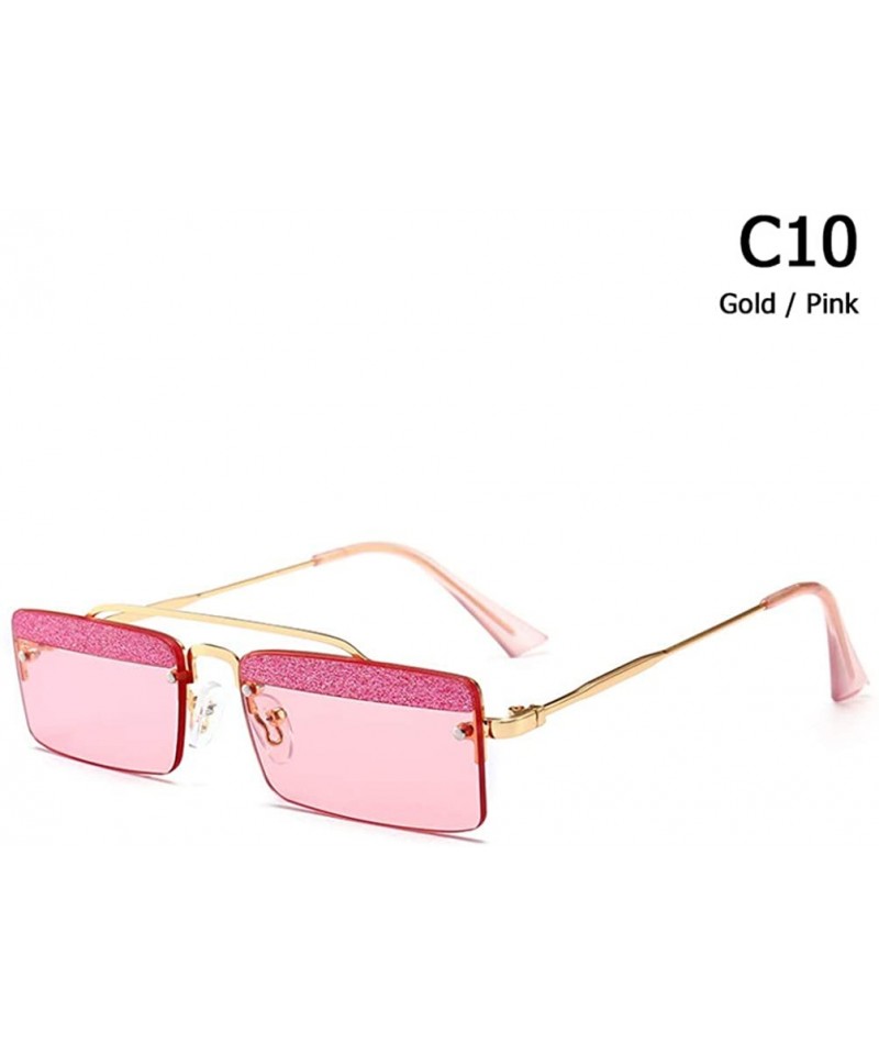 Rectangular Rectangle Rimless Sunglasses Women Trend Design Sun Glasses - C10 - CV18Y8E7WYK $20.88