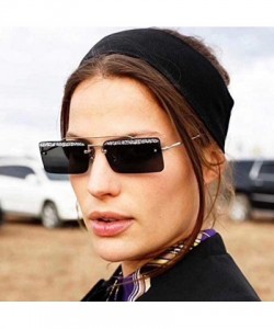 Rectangular Rectangle Rimless Sunglasses Women Trend Design Sun Glasses - C10 - CV18Y8E7WYK $20.88