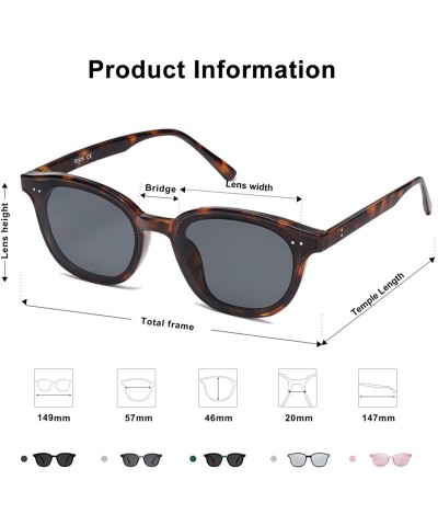 Square Small Retro Square Sunglasses with Rivets Flat Lens Sunnies Daytime SJ2114 - C4 Tortoise Frame/Grey Lens - CR196T75S00...