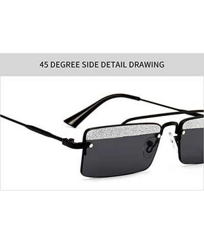 Rectangular Rectangle Rimless Sunglasses Women Trend Design Sun Glasses - C10 - CV18Y8E7WYK $20.88