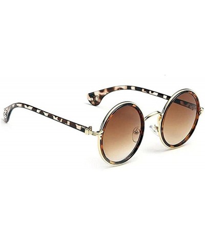 Round Unisex's Round Mirror Frame Color Reflective Sunglasses Men and Women - Leopard - C518CONAY2E $8.66