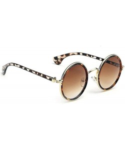 Round Unisex's Round Mirror Frame Color Reflective Sunglasses Men and Women - Leopard - C518CONAY2E $8.66