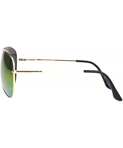 Aviator Mens Polarized Color Mirror Pilots Metal Rim Officer Style Sunglasses - Gold Orange - CL18L92U6KI $11.08