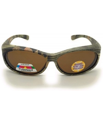 Oval Polarized Fit Over Oval Frame Camouflage Print Sunglasses Wear Over Prescription Glasses - Green Camo - CX18CQHGG4Z $18.07