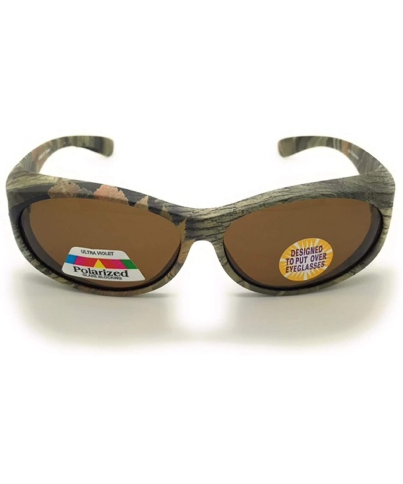 Oval Polarized Fit Over Oval Frame Camouflage Print Sunglasses Wear Over Prescription Glasses - Green Camo - CX18CQHGG4Z $9.77
