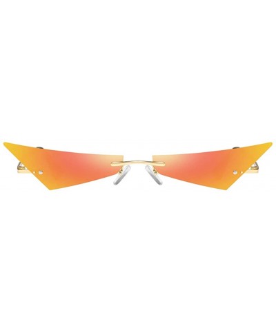Rimless Vintage Women Sunglasses Frameless Mirror Lens Narrow Cat Eye Sun Glasses Male UV400 - Red Mirror - CQ18AI73H28 $9.50