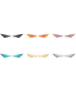 Rimless Vintage Women Sunglasses Frameless Mirror Lens Narrow Cat Eye Sun Glasses Male UV400 - Red Mirror - CQ18AI73H28 $9.50
