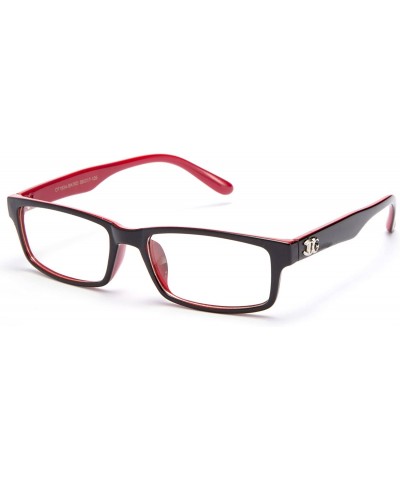 Square Unisex Retro Squared Celebrity Star Simple Clear Lens Fashion Glasses - 1834 Black/Red - CU11T16IB75 $11.46