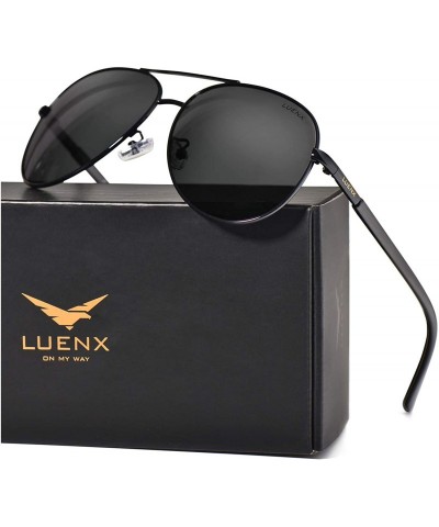 Square Men Aviator Sunglasses Polarized Women UV 400 Protection 60MM Fashion Style - Driving - All Black/Non-mirror - CZ18U8U...