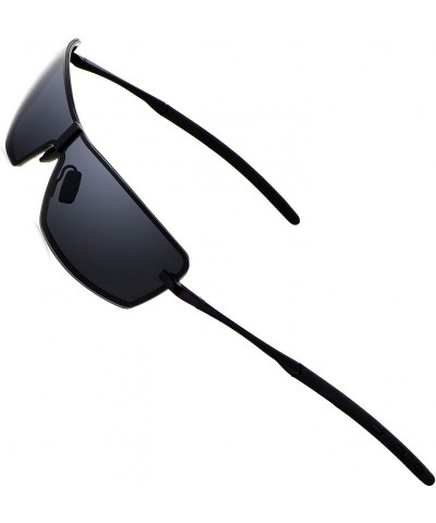 Sport Rimless Big Polarized Sunglasses for Men Sports Al-Mg Metal Frame UV Protection Driving Fishing Sun Glasses - C218C5USH...