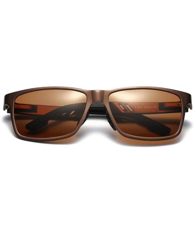 Rectangular Polarized Sunglasses Driving Photosensitive Glasses 100% UV protection - Tea/Tea - CA18SQ66X9Y $18.22