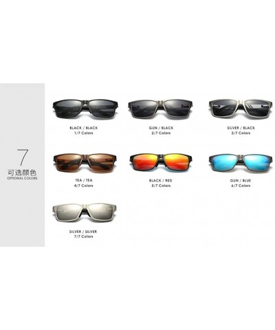 Rectangular Polarized Sunglasses Driving Photosensitive Glasses 100% UV protection - Tea/Tea - CA18SQ66X9Y $18.22