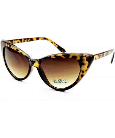 Cat Eye Retro 60s Vintage High Pointed Cat Eye Sunglasses (Tortoise - Black) - CP119BN23DV $9.77