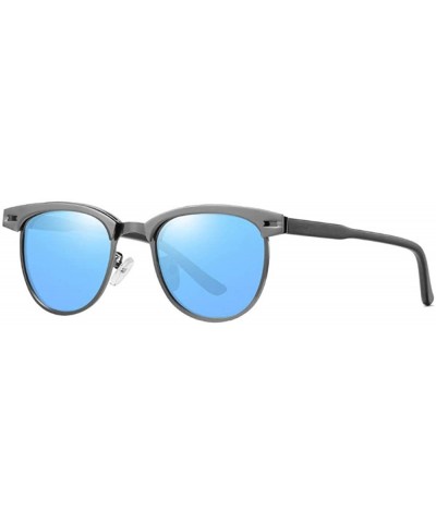 Aviator Men Sunglasses Polarized UV400 Sun Glasses Driving Metal Black No Box - Blue - CP18XE07S9R $31.60