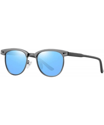 Aviator Men Sunglasses Polarized UV400 Sun Glasses Driving Metal Black No Box - Blue - CP18XE07S9R $17.07