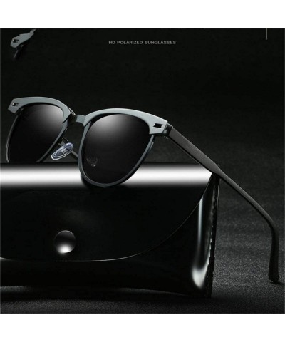 Aviator Men Sunglasses Polarized UV400 Sun Glasses Driving Metal Black No Box - Blue - CP18XE07S9R $17.07