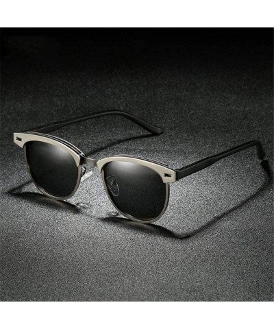 Aviator Men Sunglasses Polarized UV400 Sun Glasses Driving Metal Black No Box - Blue - CP18XE07S9R $17.07