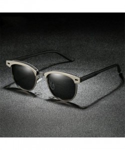 Aviator Men Sunglasses Polarized UV400 Sun Glasses Driving Metal Black No Box - Blue - CP18XE07S9R $17.07