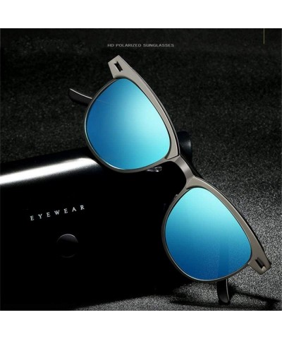 Aviator Men Sunglasses Polarized UV400 Sun Glasses Driving Metal Black No Box - Blue - CP18XE07S9R $17.07