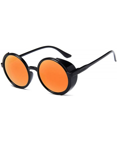 Round Mens Womens Sunglasses Steampunk Round Vintage Side Shield Sunglasses - C5 - CF18TINUANC $8.89