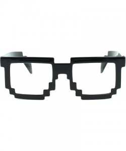 Square Pixelated 8-Bit Clear Lens Computer Nerd Geek Gamer Eye Glasses - Black - CS120IXCG1B $8.46