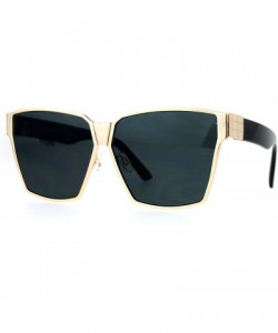 Square Modern Oversized Fashion Sunglasses Womens Square Designer Shades - Gold (Black) - CJ1875OQ6UA $12.76