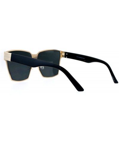 Square Modern Oversized Fashion Sunglasses Womens Square Designer Shades - Gold (Black) - CJ1875OQ6UA $12.76