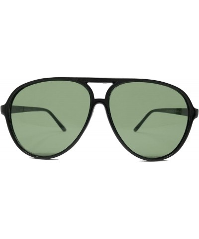 Aviator Retro Classic style 1980s Fashion Sunglasses IL1015 - Black/ Green - C218LEHLLTU $25.49