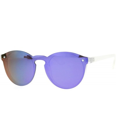 Rimless Rimless Style Sunglasses Round Oval Keyhole Frame Mirror Lens UV 400 - Frost (Purple Mirror) - C41875ZAZ8E $24.01