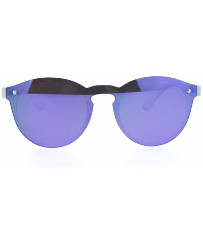 Rimless Rimless Style Sunglasses Round Oval Keyhole Frame Mirror Lens UV 400 - Frost (Purple Mirror) - C41875ZAZ8E $12.70