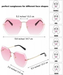 Rimless 3 Pairs Women Oversized Rimless Sunglasses Diamond Cutting Lens Sun Glasses - CS1962ZY88S $19.95