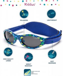 Shield PREMIUM Sunglasses Baby 0-2 year Polarized UV Protection Adjustable Band - 06 Blue Dinos Ki30309 - CL180UQKZ8A $23.29