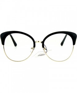 Cat Eye Womens Large Cat Eye Half Rim Clear Lens Fashion Glasses - Black Gold - CU183R4UG6E $9.01