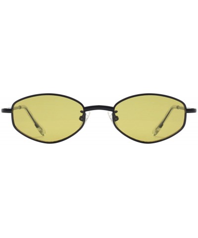 Round 90's Vintage Small Oval Sunglasses Tinted Lens Tiny Metal Shades For Men Women 87156 - C918GQH9S4Z $11.31