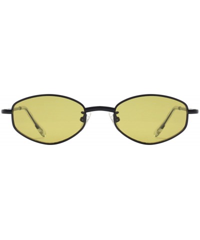 Round 90's Vintage Small Oval Sunglasses Tinted Lens Tiny Metal Shades For Men Women 87156 - C918GQH9S4Z $11.31