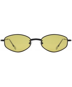 Round 90's Vintage Small Oval Sunglasses Tinted Lens Tiny Metal Shades For Men Women 87156 - C918GQH9S4Z $11.31
