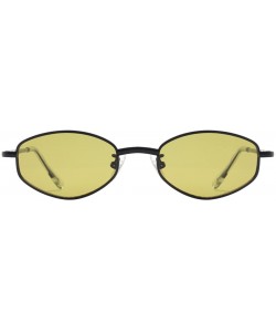 Round 90's Vintage Small Oval Sunglasses Tinted Lens Tiny Metal Shades For Men Women 87156 - C918GQH9S4Z $11.31