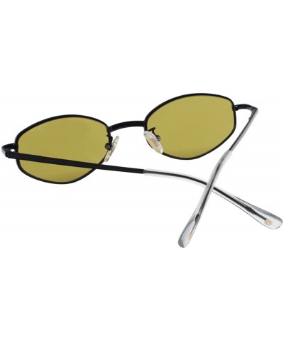 Round 90's Vintage Small Oval Sunglasses Tinted Lens Tiny Metal Shades For Men Women 87156 - C918GQH9S4Z $11.31