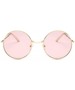 Oversized Retro Round Pink Sunglasses Women Brand Designer Sun Glasses For Women Alloy Mirror Female - Goldyellow - C8190KZ0M...