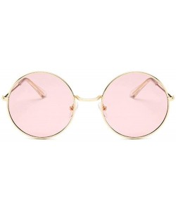 Oversized Retro Round Pink Sunglasses Women Brand Designer Sun Glasses For Women Alloy Mirror Female - Goldyellow - C8190KZ0M...