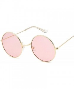 Oversized Retro Round Pink Sunglasses Women Brand Designer Sun Glasses For Women Alloy Mirror Female - Goldyellow - C8190KZ0M...