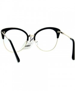 Cat Eye Womens Large Cat Eye Half Rim Clear Lens Fashion Glasses - Black Gold - CU183R4UG6E $9.01